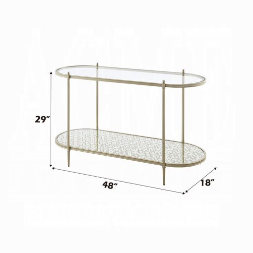Acme Zaba Glass Top & Champagne Oval Sofa Table - Image 7