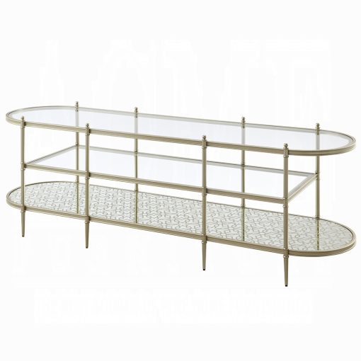 Acme Zaba Glass Top & Champagne TV Stand - Image 2