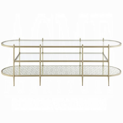 Acme Zaba Glass Top & Champagne TV Stand - Image 3