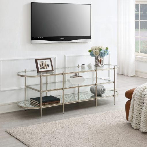 Acme Zaba Glass Top & Champagne TV Stand