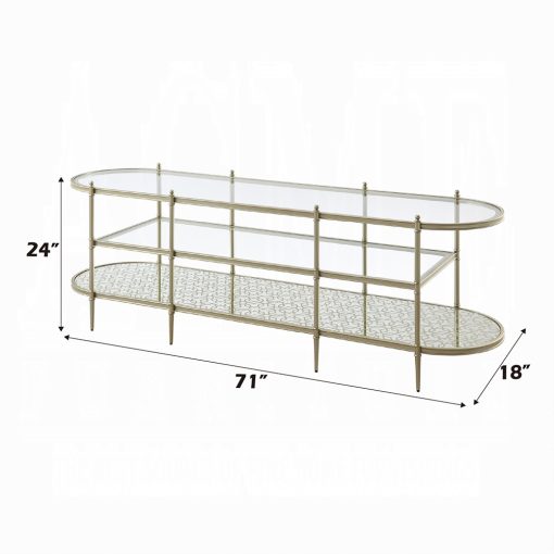 Acme Zaba Glass Top & Champagne TV Stand - Image 7