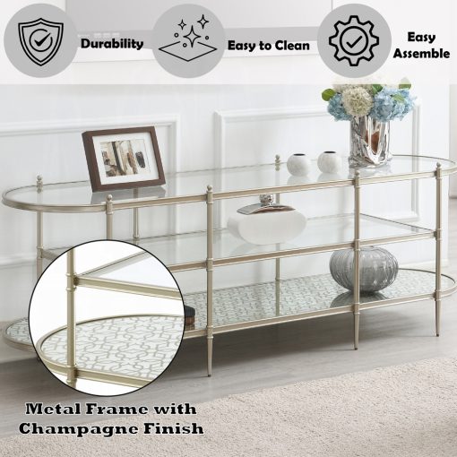 Acme Zaba Glass Top & Champagne TV Stand - Image 8
