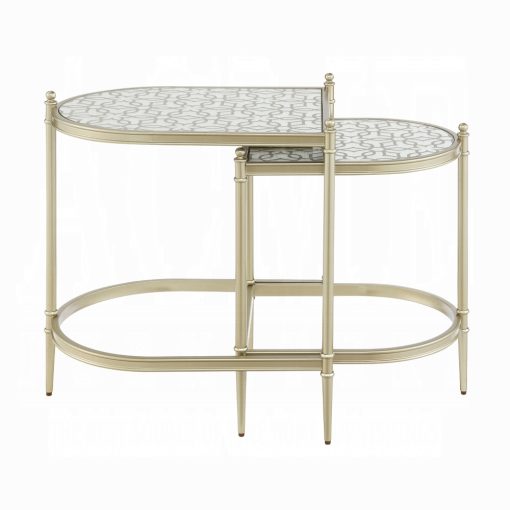 Acme Zaba Glass Top & Silver Nesting Table - Image 4