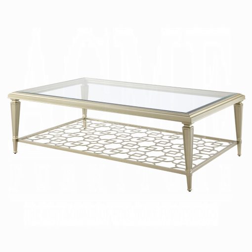 Acme Zaba Glass Top & Silver Coffee Table - Image 3