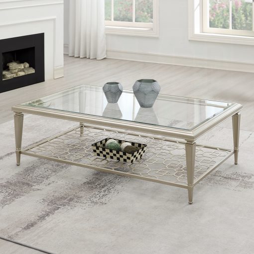 Acme Zaba Glass Top & Silver Coffee Table