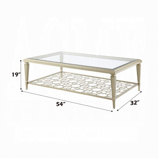 Acme Zaba Glass Top & Silver Coffee Table - Image 4