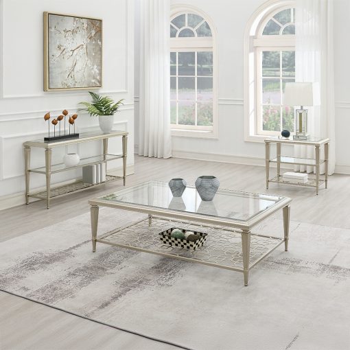 Acme Zaba Glass Top & Silver Coffee Table - Image 2