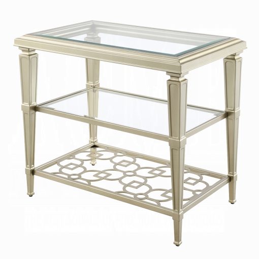 Acme Zaba Glass Top & Silver End Table - Image 3