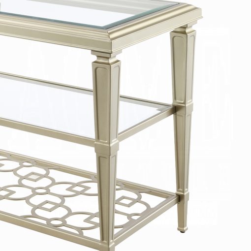 Acme Zaba Glass Top & Silver End Table - Image 4