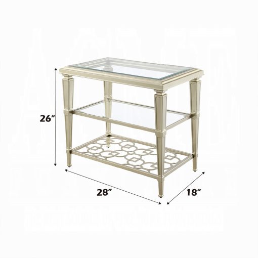 Acme Zaba Glass Top & Silver End Table - Image 5