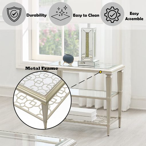 Acme Zaba Glass Top & Silver End Table - Image 6