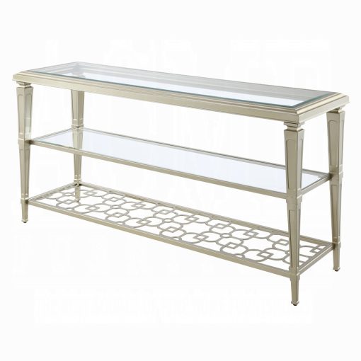 Acme Zaba Glass Top & Silver Sofa Table - Image 3