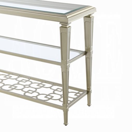 Acme Zaba Glass Top & Silver Sofa Table - Image 4