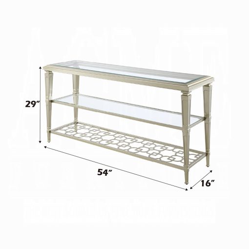 Acme Zaba Glass Top & Silver Sofa Table - Image 5