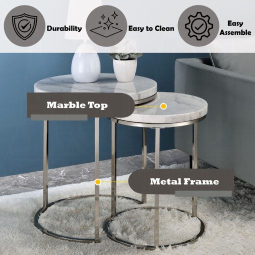 Acme Zaidee Nickel Nesting Table Set - Image 6