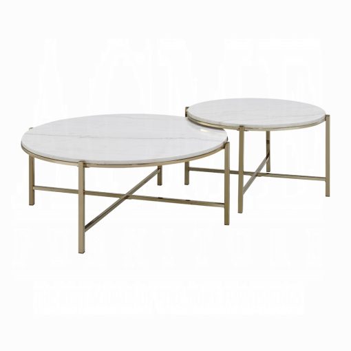 Acme Zaidee Round Nickel Nesting Table Set - Image 2