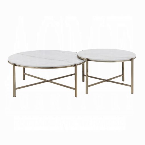 Acme Zaidee Round Nickel Nesting Table Set - Image 3
