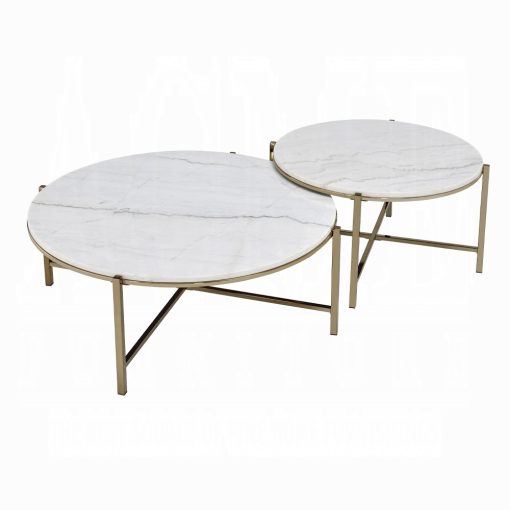 Acme Zaidee Round Nickel Nesting Table Set - Image 4