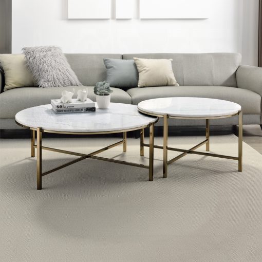 Acme Zaidee Round Nickel Nesting Table Set