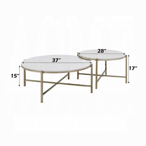 Acme Zaidee Round Nickel Nesting Table Set - Image 5