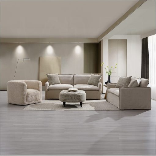 Acme Upendo Beige Linen Sofa with 2 Pillows - Image 2