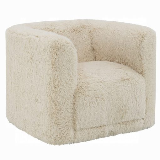 Acme Upendo Beige Linen Chair with Swivel - Image 3
