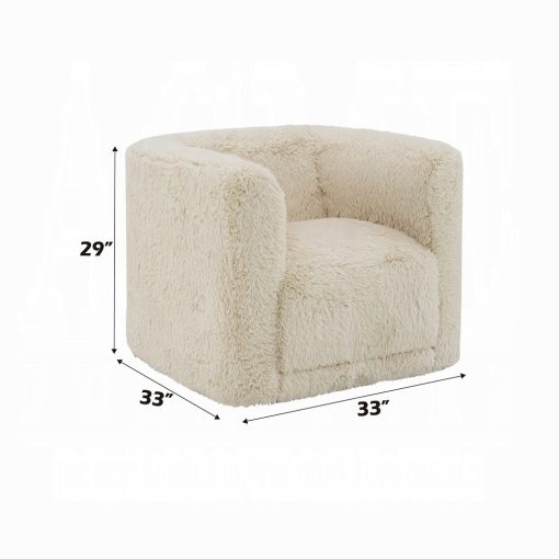 Acme Upendo Beige Linen Chair with Swivel - Image 7