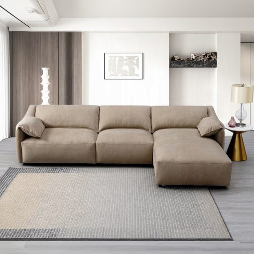 Acme Veata Light Brown Suede Sectional Sofa