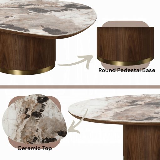 Acme Willene Ceramic Top & Walnut Coffee Table with Ceramic Top - Image 5