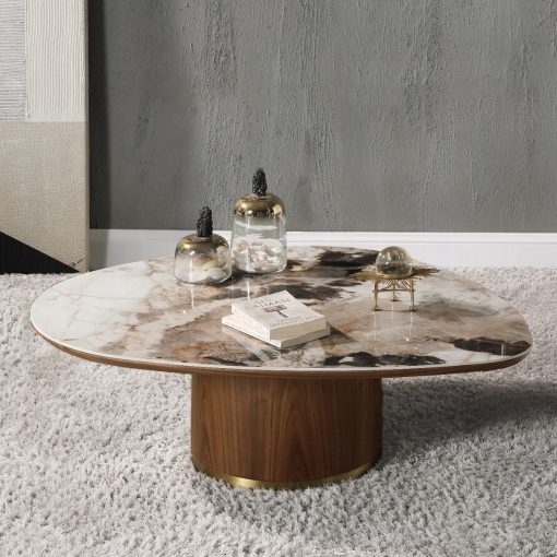 Acme Willene Ceramic Top & Walnut Coffee Table with Ceramic Top