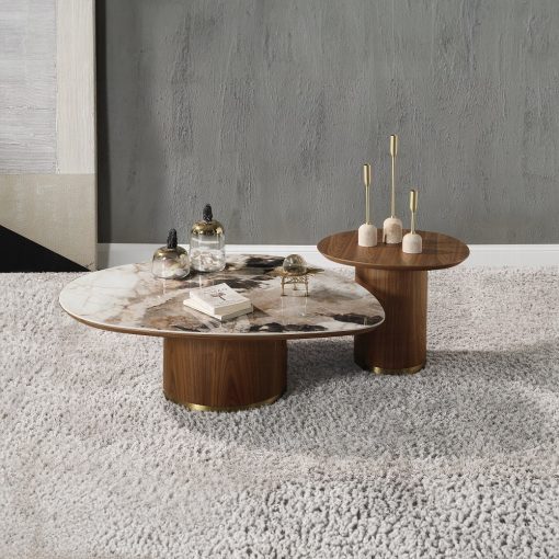 Acme Willene Ceramic Top & Walnut Coffee Table with Ceramic Top - Image 2