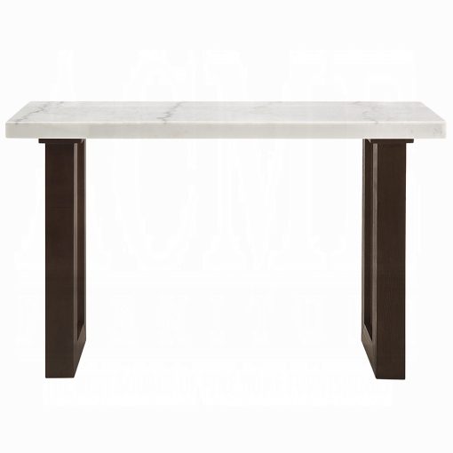 Acme Edwyn White Natural & Brown Sofa Table with Marble Top - Image 4