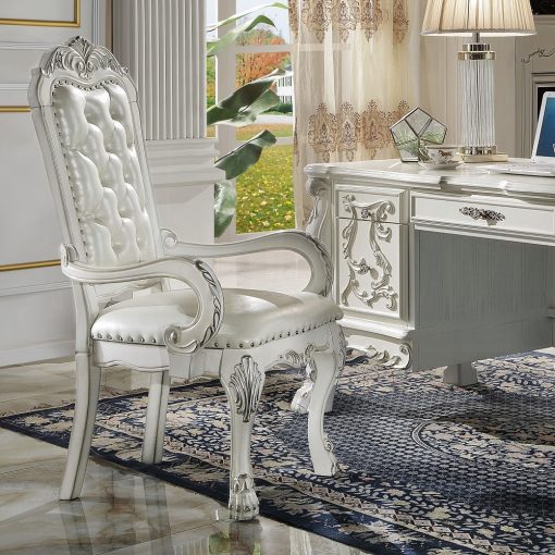 Acme Dresden Synthetic Leather & Bone White Executive Office Chair