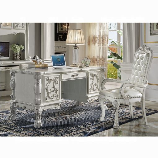 Acme Dresden Synthetic Leather & Bone White Executive Office Chair - Image 2