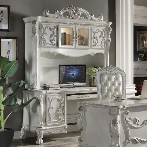 Acme Dresden Bone White Computer Desk & Hutch