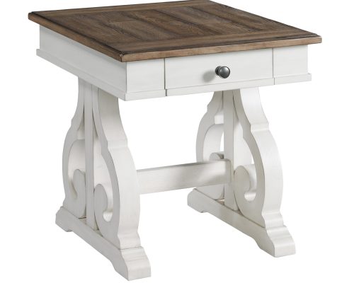 Intercon Drake Rustic White and French Oak End Table