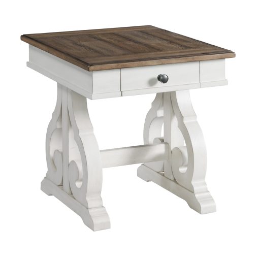 Intercon Drake Rustic White and French Oak End Table