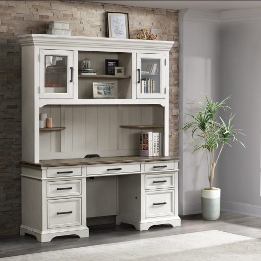 Intercon Drake Rustic White and French Oak 66" Credenza - Image 3