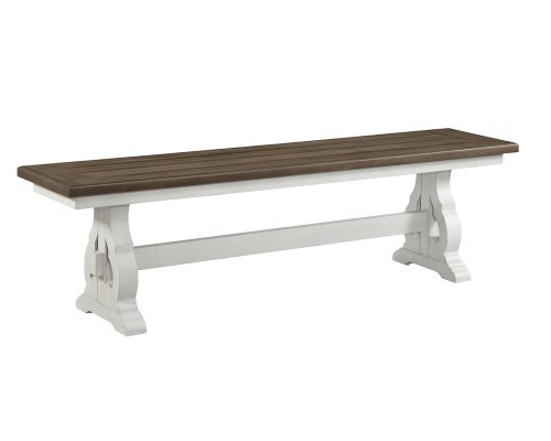 Intercon Drake Rustic White and French Oak Dining Bench