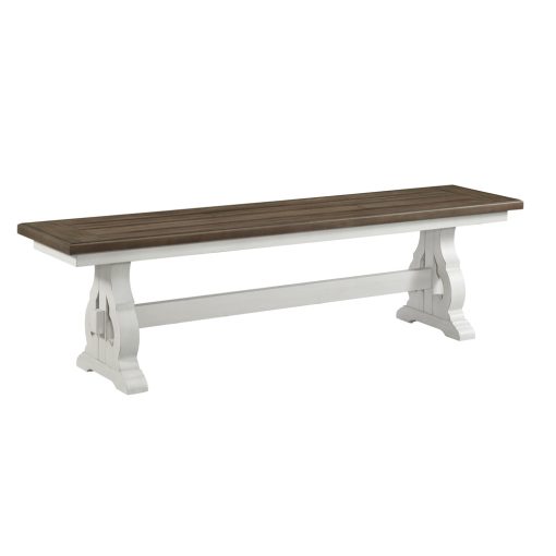 Intercon Drake Rustic White and French Oak Dining Bench