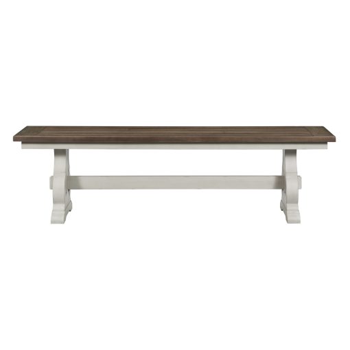 Intercon Drake Rustic White and French Oak Dining Bench - Image 2