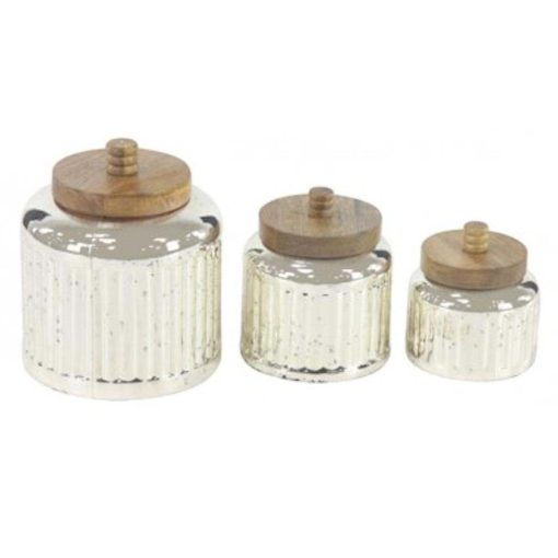 The Light Garden Glass Wooden Jars With Lids Set of 3