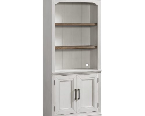 Intercon Drake Rustic White and French Oak 76" Bunching Bookcase w/Door