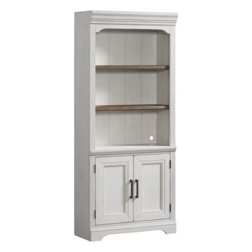 Intercon Drake Rustic White and French Oak 76" Bunching Bookcase w/Door