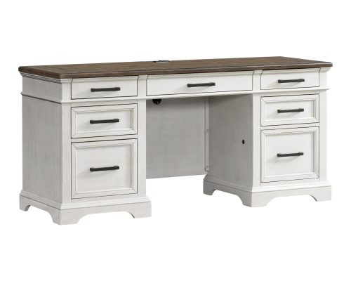 Intercon Drake Rustic White and French Oak 66" Credenza