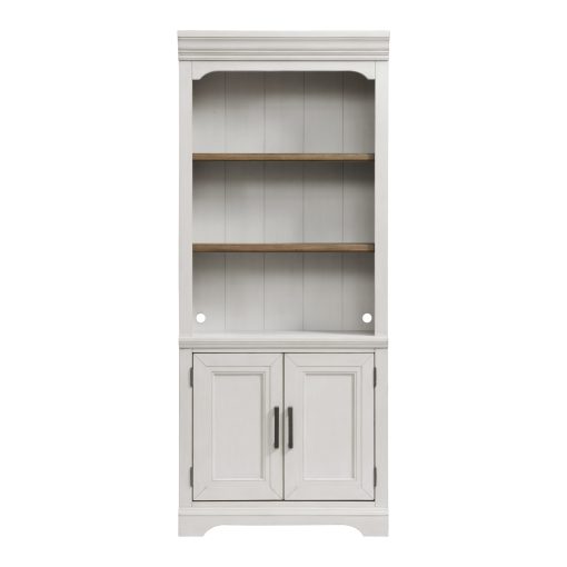 Intercon Drake Rustic White and French Oak 76" Bunching Bookcase w/Door - Image 2