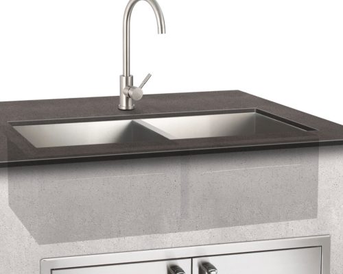Fire Magic Stainless Steel Faucet Double Sink and Mixer Faucet