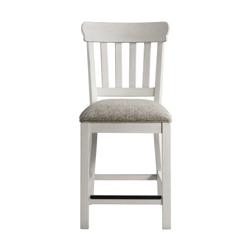 Intercon Drake Rustic White and French Oak Slat Stool - Image 2