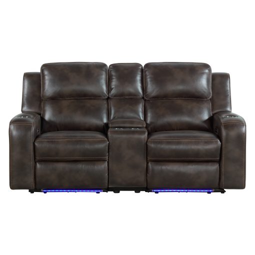 Intercon Silhouette Dual-Power Loveseat | Bolero Coffee - Image 2