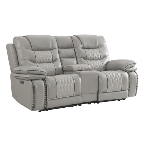 Intercon Cody Dual-Power Loveseat | Light Gray